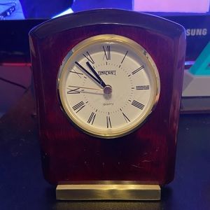 very rare vintage Howard Miller Quartz Wood & Brass Clock
